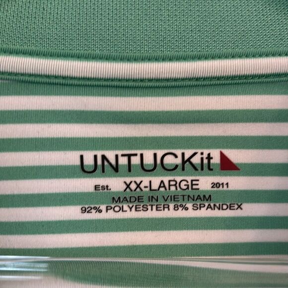 UNTUCKit Polo Shirt Green White Stripe Short Sleeve Stretch Fabric Size XXL - Picture 5 of 9